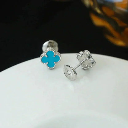 [⭐moonlume]CLOVER MINI 9.5MM ONYX STUD EARRINGS SILVER