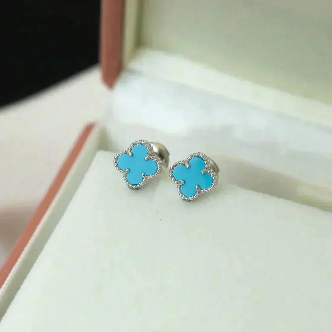 [⭐moonlume]CLOVER MINI 9.5MM ONYX STUD EARRINGS SILVER