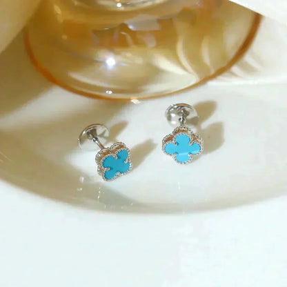 [⭐moonlume]CLOVER MINI 9.5MM ONYX STUD EARRINGS SILVER