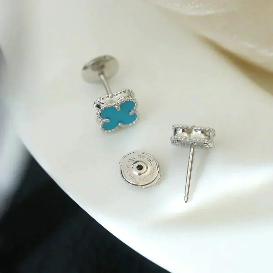 [⭐moonlume]CLOVER MINI 9.5MM ONYX STUD EARRINGS SILVER