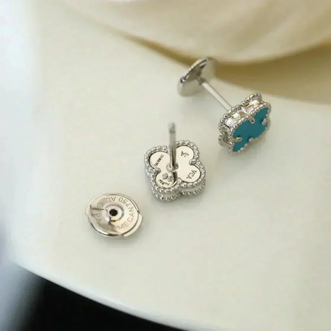 [⭐moonlume]CLOVER MINI 9.5MM ONYX STUD EARRINGS SILVER