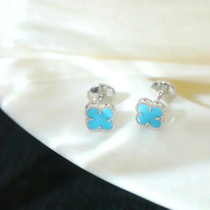 [⭐moonlume]CLOVER MINI 9.5MM ONYX STUD EARRINGS SILVER