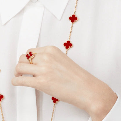[⭐moonlume]CLOVER CARNELIAN RING ROSE GOLD DIAMOND