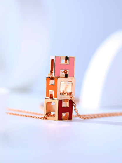 [⭐moonlume]H CAGE PINK GOLD NECKLACE