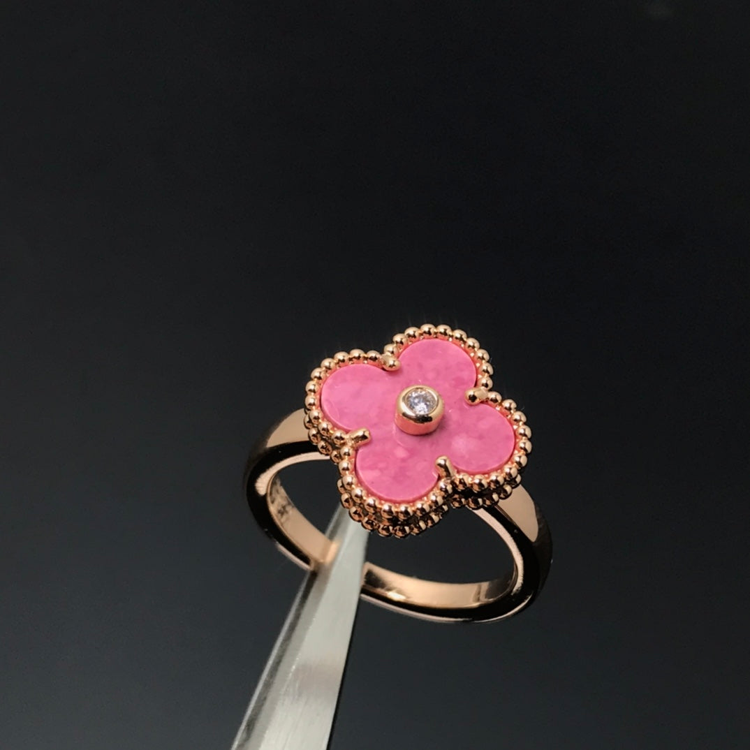 [⭐moonlume]CLOVER RHODONITE ROSE GOLD RING