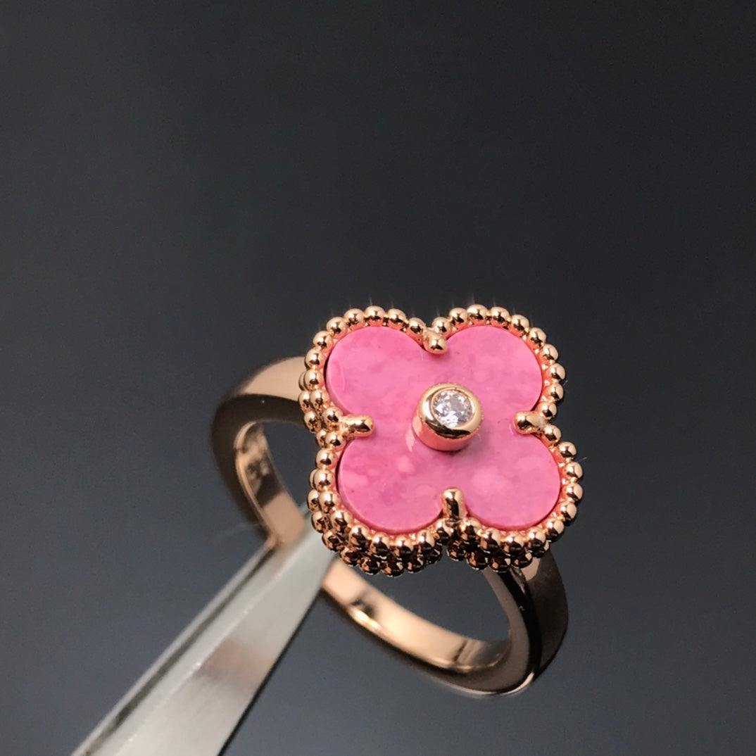 [⭐moonlume]CLOVER RHODONITE ROSE GOLD RING