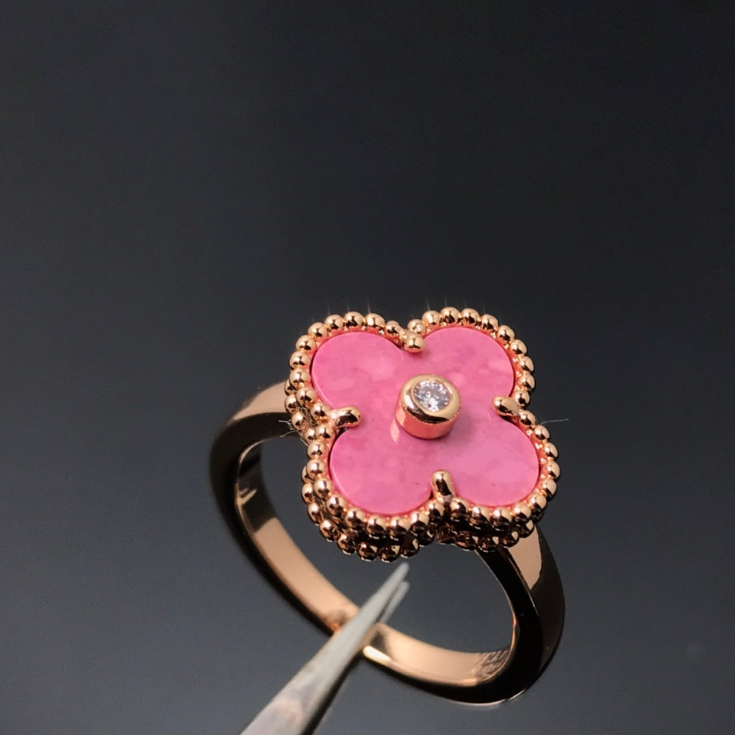 [⭐moonlume]CLOVER RHODONITE ROSE GOLD RING