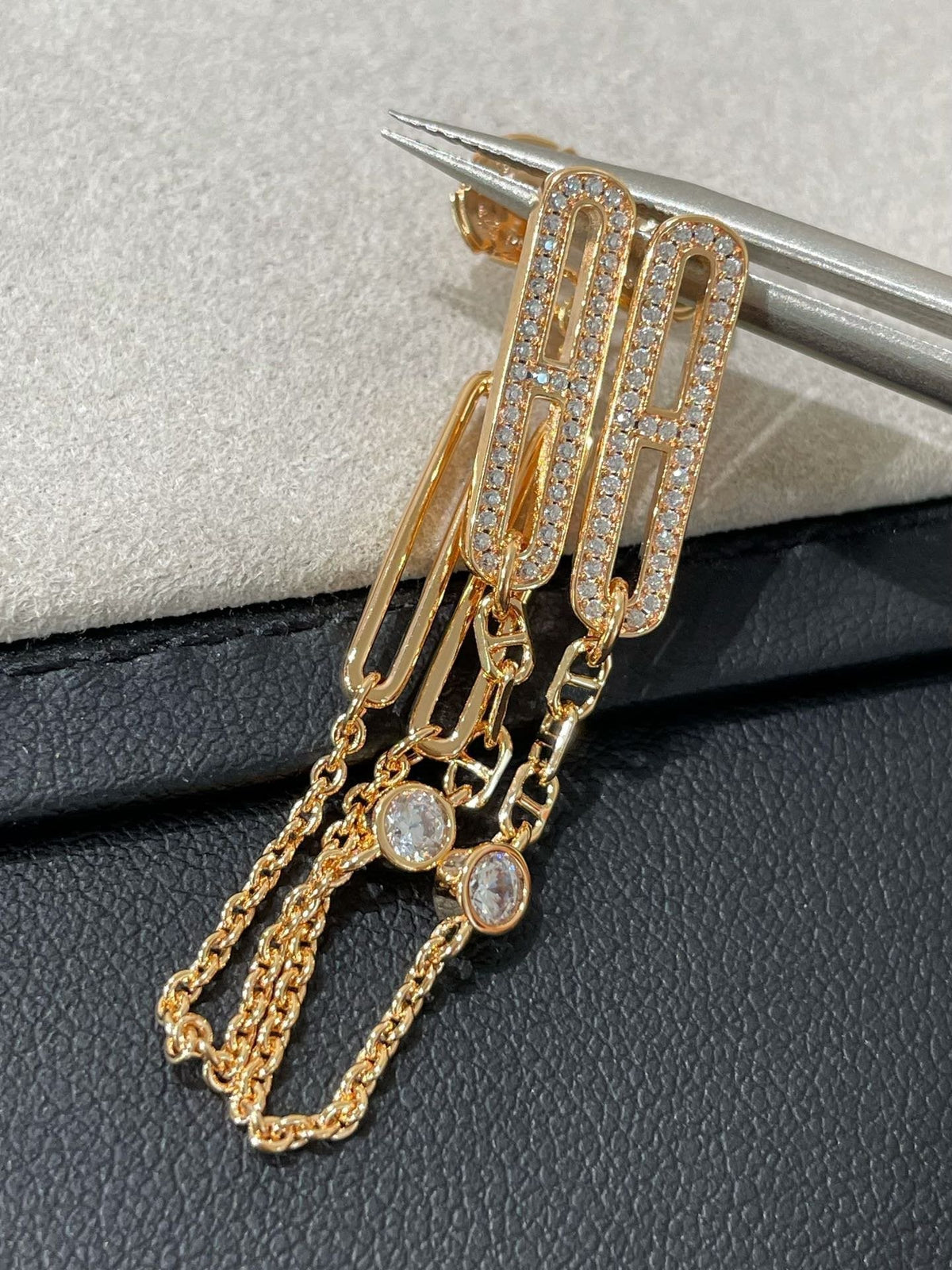 [⭐moonlume]CHAINE CHAOS DIAMOND DROP EARRINGS
