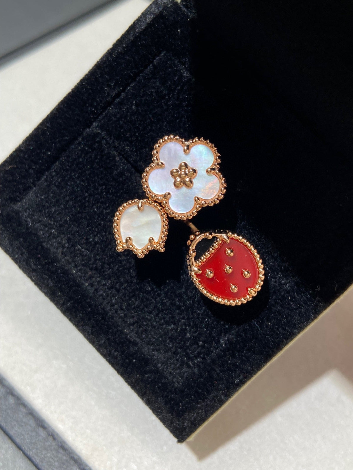 [⭐moonlume]LUCKY 3 MOTIF ROSE GOLD RING