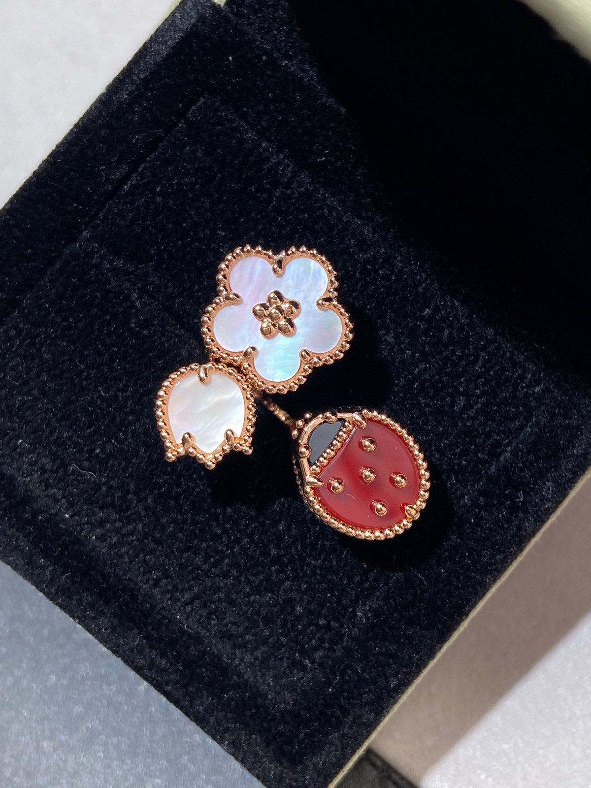 [⭐moonlume]LUCKY 3 MOTIF ROSE GOLD RING