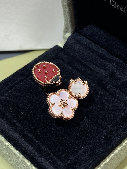 [⭐moonlume]LUCKY 3 MOTIF ROSE GOLD RING