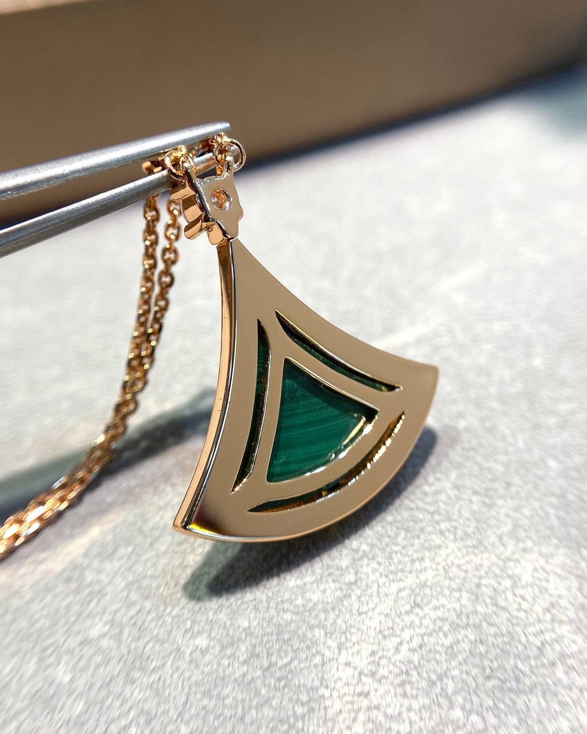 [⭐moonlume]DREAM MALACHITE DIAMOND PAVED PINK GOLD NECKLACE