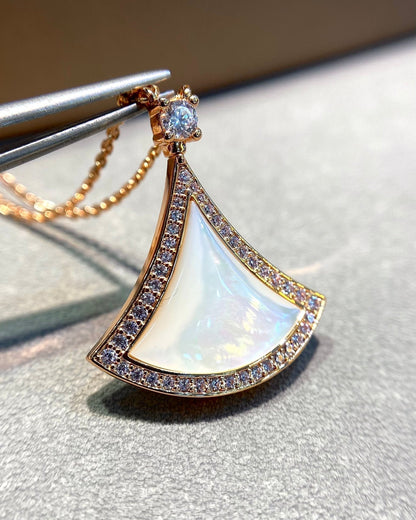 [⭐moonlume]DREAM MOP DIAMOND PAVED PINK GOLD NECKLACE