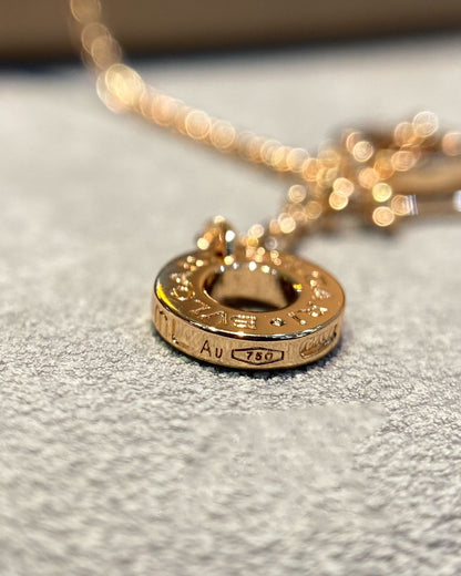 [⭐moonlume]DREAM MOP DIAMOND PAVED PINK GOLD NECKLACE