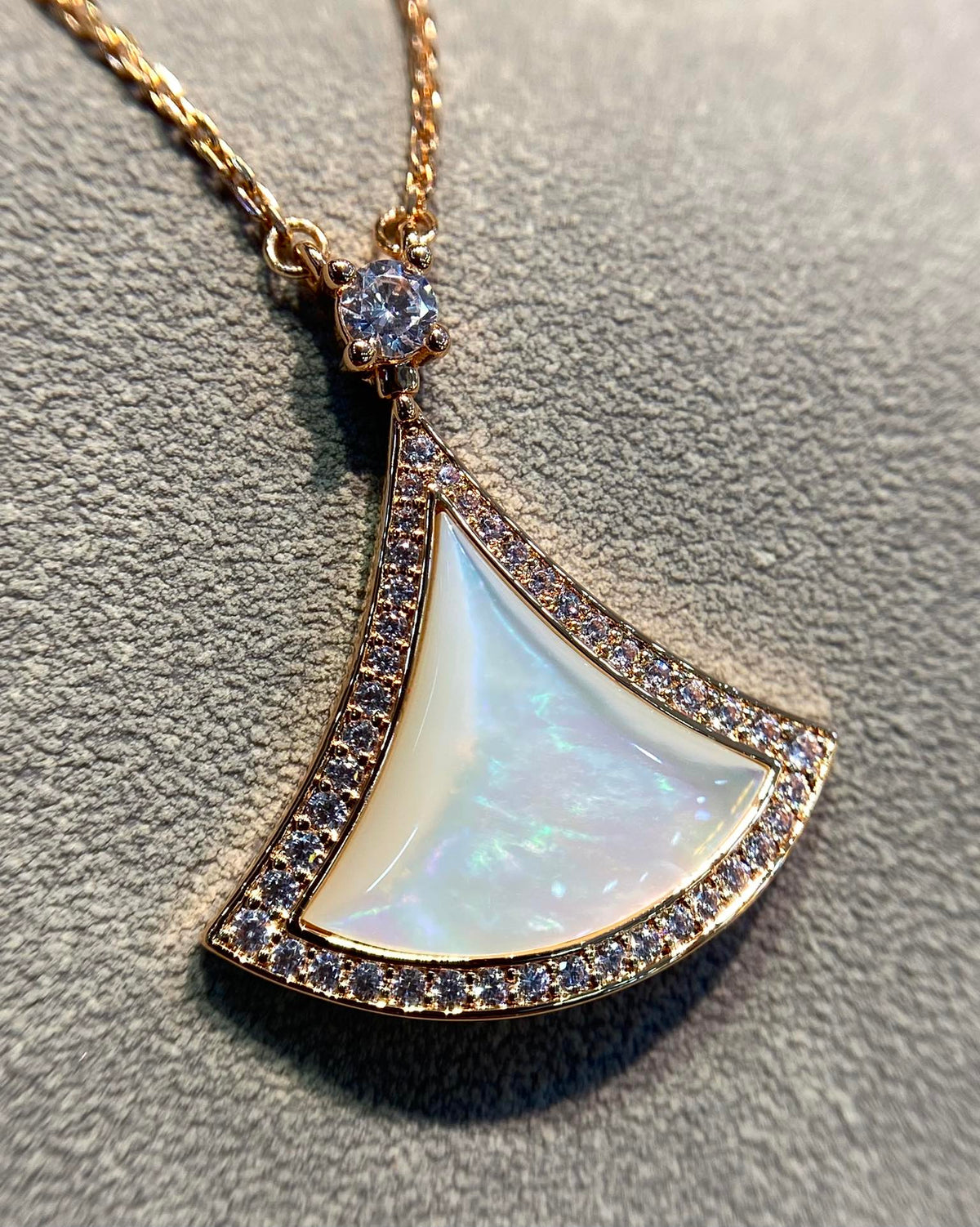 [⭐moonlume]DREAM MOP DIAMOND PAVED PINK GOLD NECKLACE