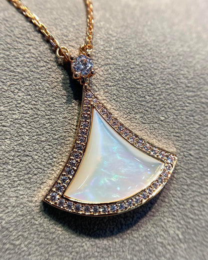 [⭐moonlume]DREAM MOP DIAMOND PAVED PINK GOLD NECKLACE