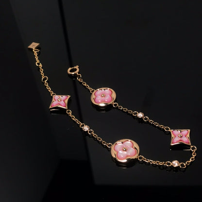 [⭐moonlume]STAR AND SUN 4 MOTIF PINK MOP PINK GOLD BRACELET