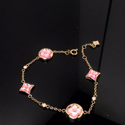 [⭐moonlume]STAR AND SUN 4 MOTIF PINK MOP PINK GOLD BRACELET