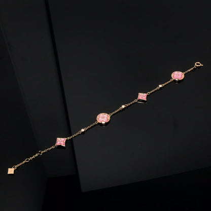 [⭐moonlume]STAR AND SUN 4 MOTIF PINK MOP PINK GOLD BRACELET