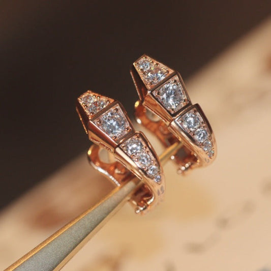 [⭐moonlume]SERPENT PINK GOLD DIAMOND EARRINGS