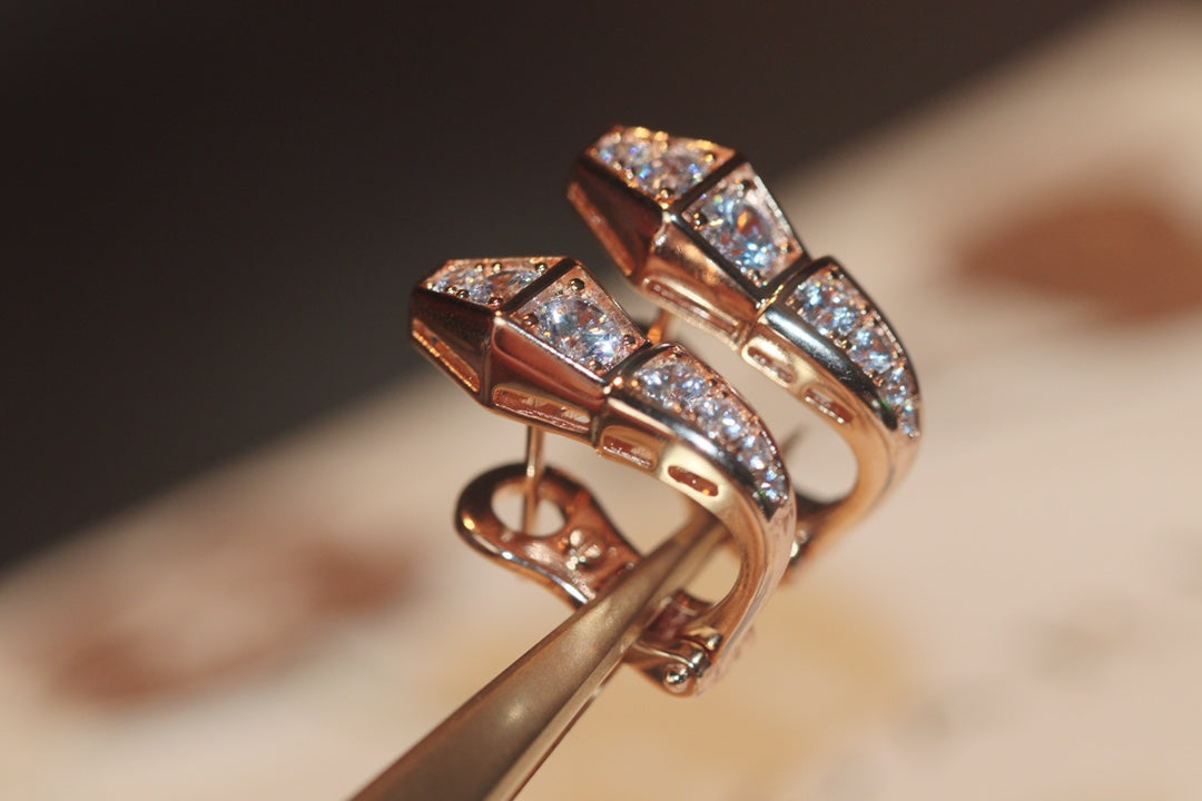 [⭐moonlume]SERPENT PINK GOLD DIAMOND EARRINGS