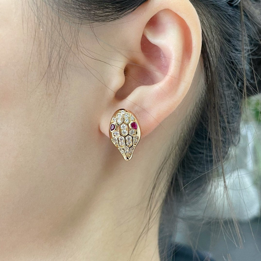 [⭐moonlume]SERPENT DIAMOND STUD EARRINGS