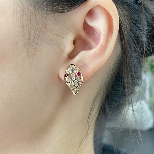 [⭐moonlume]SERPENT DIAMOND STUD EARRINGS