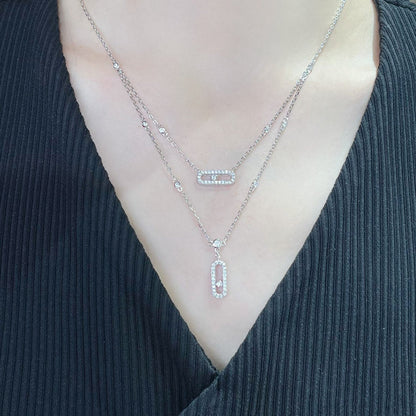 [⭐moonlume]MOVE 2 ROW DIAMOND NECKLACE