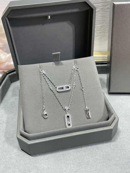 [⭐moonlume]MOVE 2 ROW DIAMOND NECKLACE
