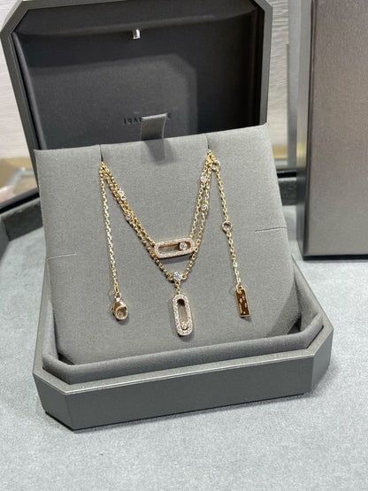 [⭐moonlume]MOVE 2 ROW DIAMOND NECKLACE