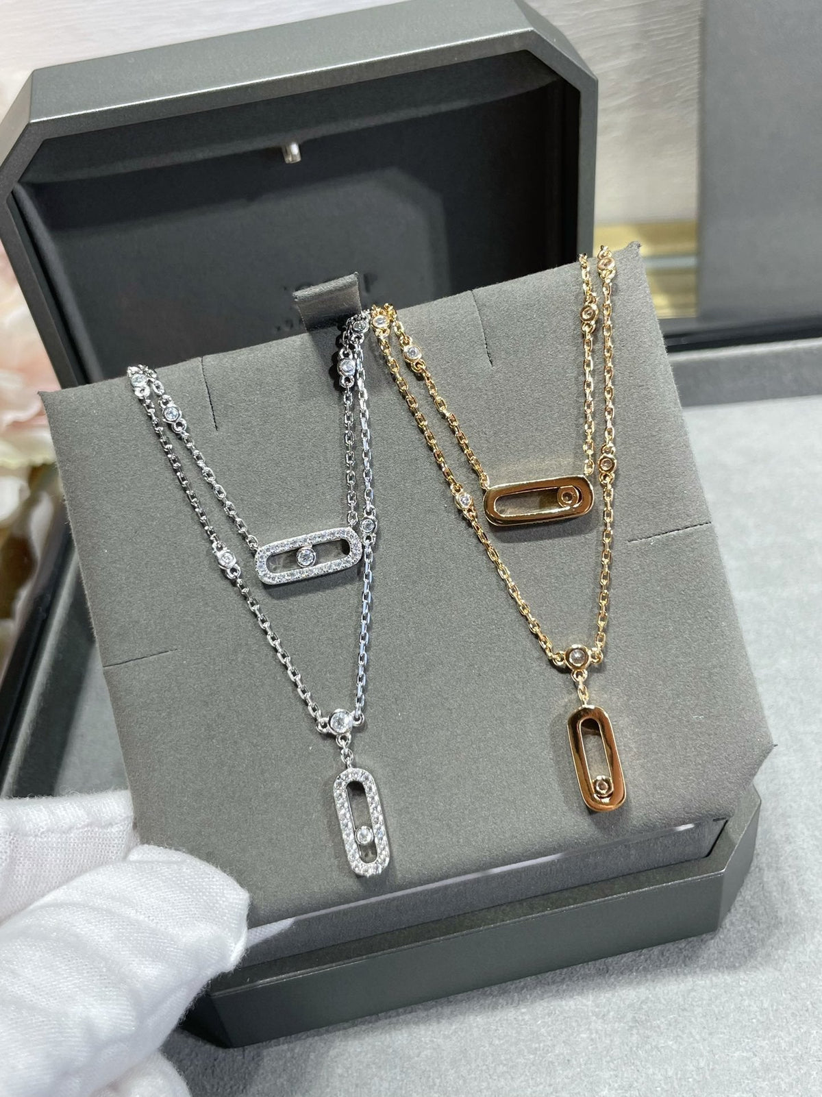 [⭐moonlume]MOVE 2 ROW DIAMOND NECKLACE