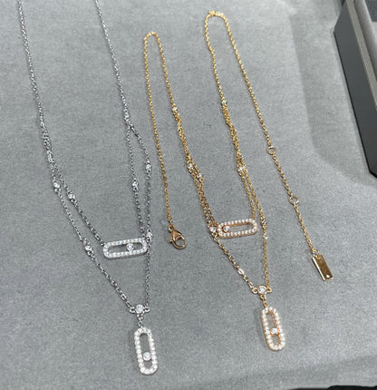 [⭐moonlume]MOVE 2 ROW DIAMOND NECKLACE