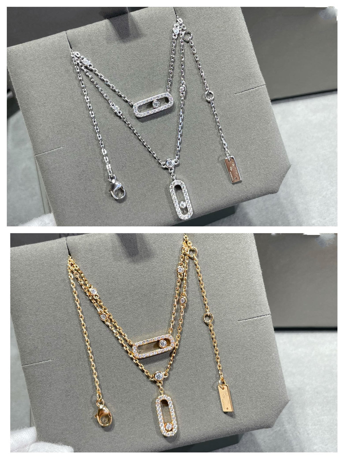 [⭐moonlume]MOVE 2 ROW DIAMOND NECKLACE