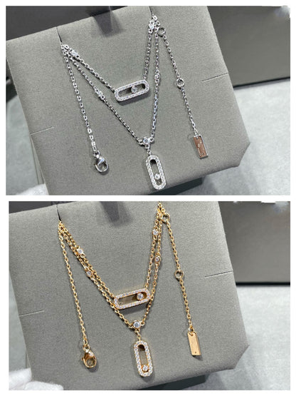 [⭐moonlume]MOVE 2 ROW DIAMOND NECKLACE