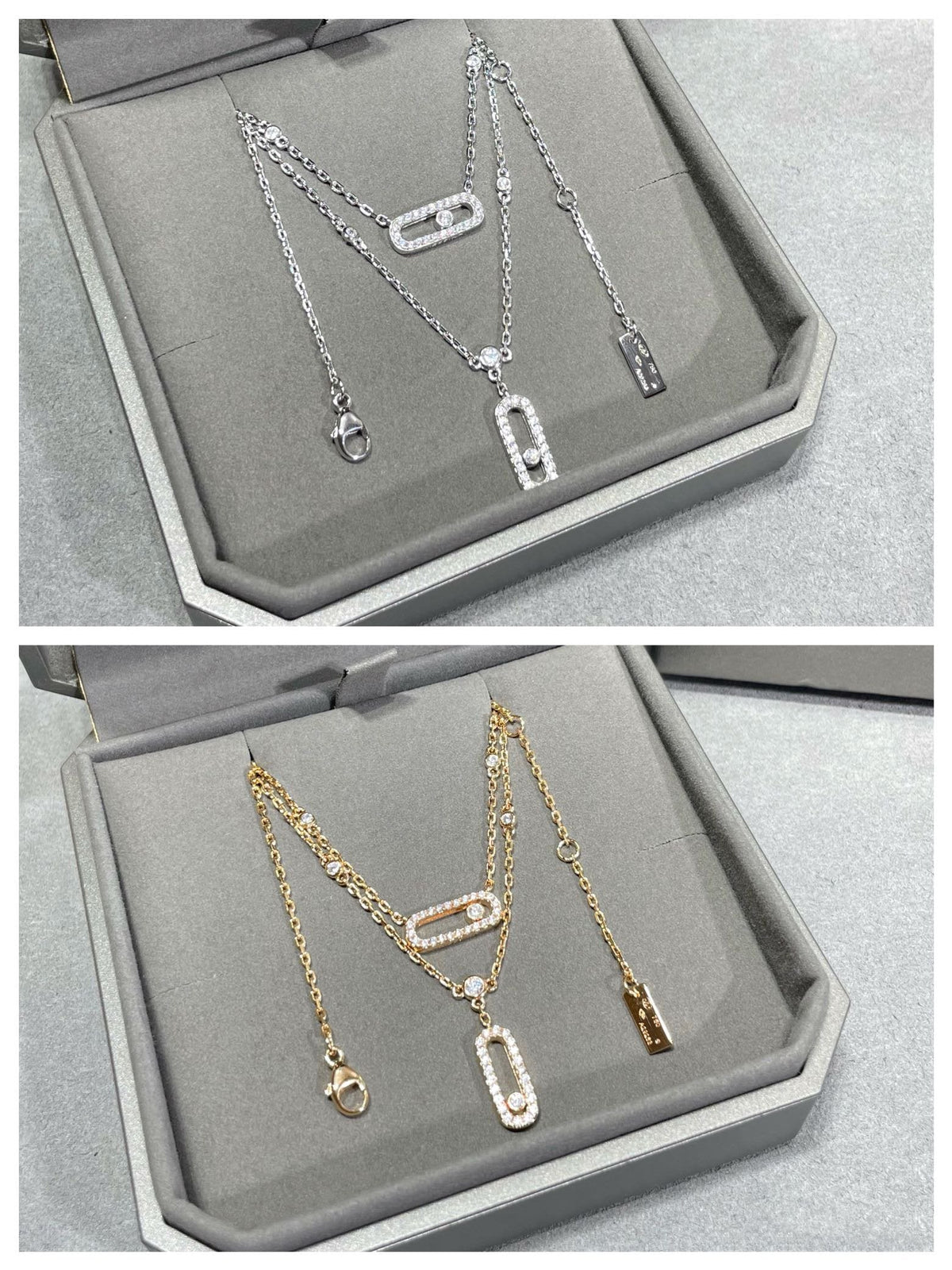 [⭐moonlume]MOVE 2 ROW DIAMOND NECKLACE