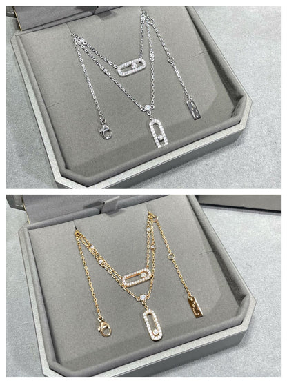 [⭐moonlume]MOVE 2 ROW DIAMOND NECKLACE