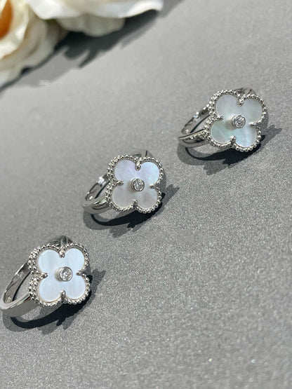 [⭐moonlume]CLOVER SILVER MOP DIAMOND RING