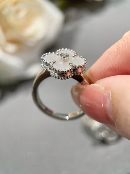 [⭐moonlume]CLOVER SILVER MOP DIAMOND RING