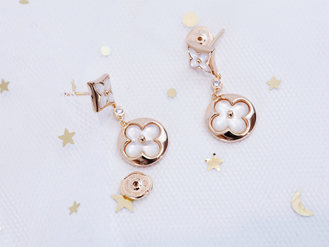 [⭐moonlume]STAR AND SUN PINK GOLD MOP DROP EARRINGS