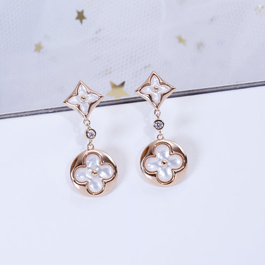 [⭐moonlume]STAR AND SUN PINK GOLD MOP DROP EARRINGS