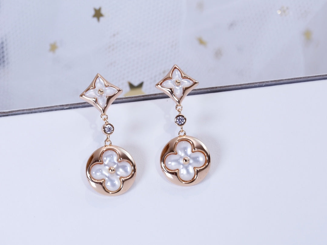 [⭐moonlume]STAR AND SUN PINK GOLD MOP DROP EARRINGS