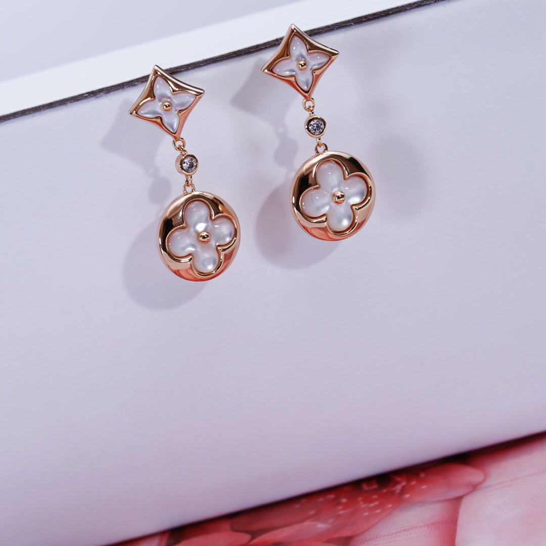 [⭐moonlume]STAR AND SUN PINK GOLD MOP DROP EARRINGS