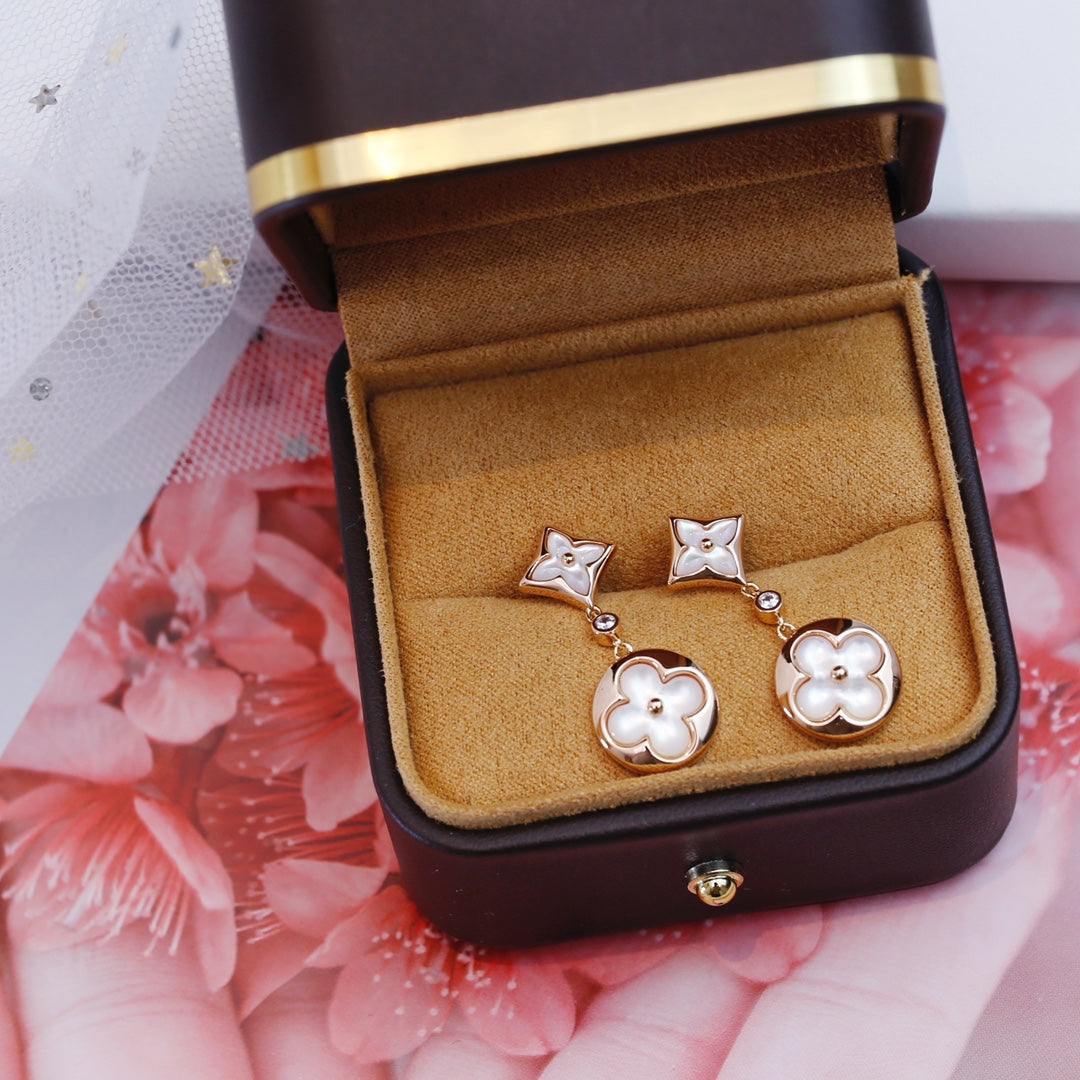 [⭐moonlume]STAR AND SUN PINK GOLD MOP DROP EARRINGS