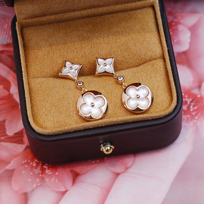 [⭐moonlume]STAR AND SUN PINK GOLD MOP DROP EARRINGS