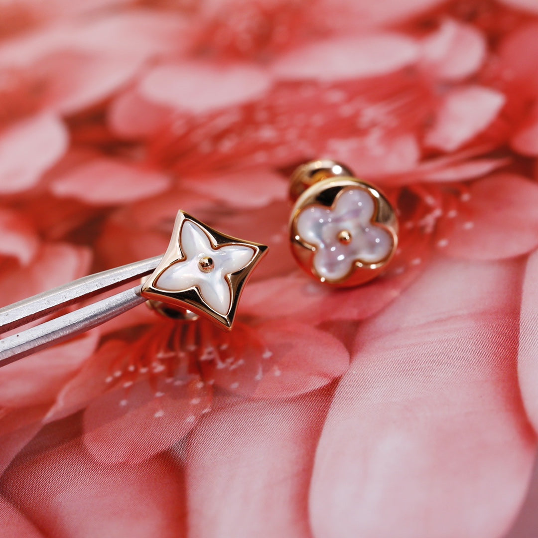 [⭐moonlume]STAR AND SUN PINK GOLD MOP STUD EARRINGS