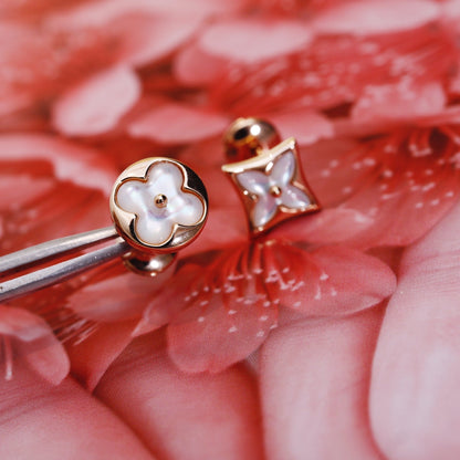 [⭐moonlume]STAR AND SUN PINK GOLD MOP STUD EARRINGS