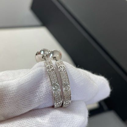 [⭐moonlume]LOVE DIAMOND SILVER HOOP EARRINGS