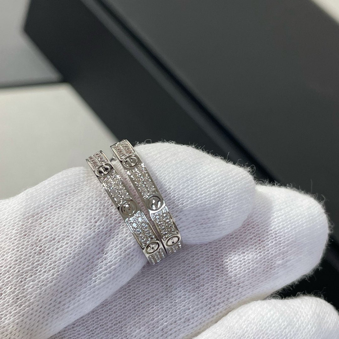 [⭐moonlume]LOVE DIAMOND SILVER HOOP EARRINGS