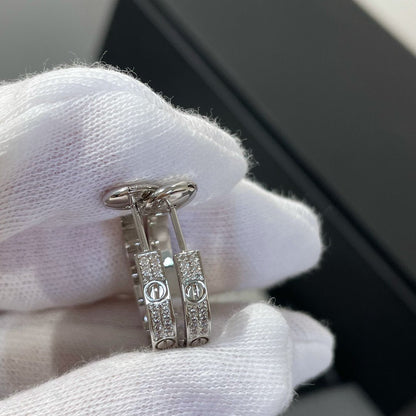 [⭐moonlume]LOVE DIAMOND SILVER HOOP EARRINGS