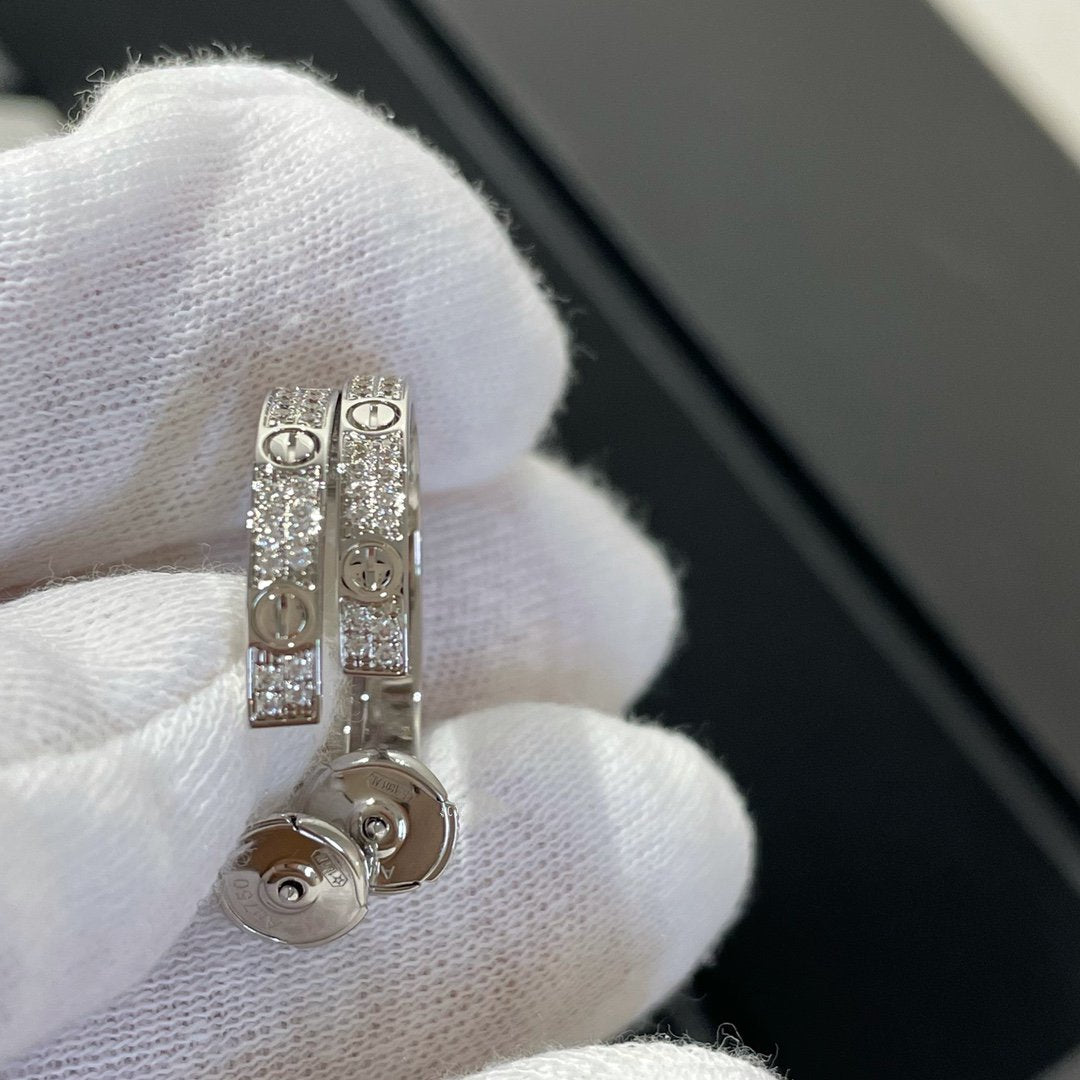 [⭐moonlume]LOVE DIAMOND SILVER HOOP EARRINGS